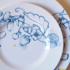 set of 2 Blue Summer bread plates #1