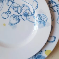 set of 2 Blue Summer bread plates #1