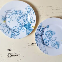 set of 2 Blue Summer dessert plates #2