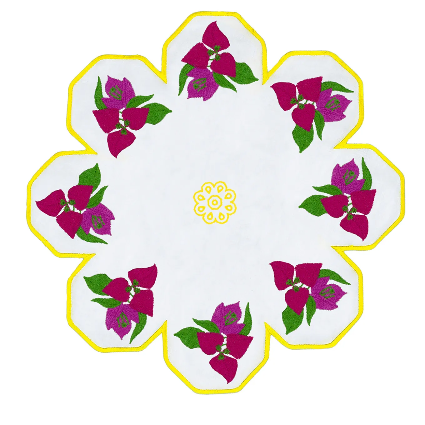 Set of 2 Bougainville Round White & Pink Linen Placemats