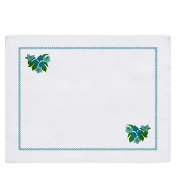Set of 2 Bouganville White & Light Blue Linen Placemats