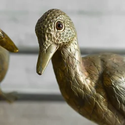 Set of 2 Brass Duck Sculptures