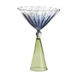 Set of 2 Calypso Blue and Green Martini Glasses
