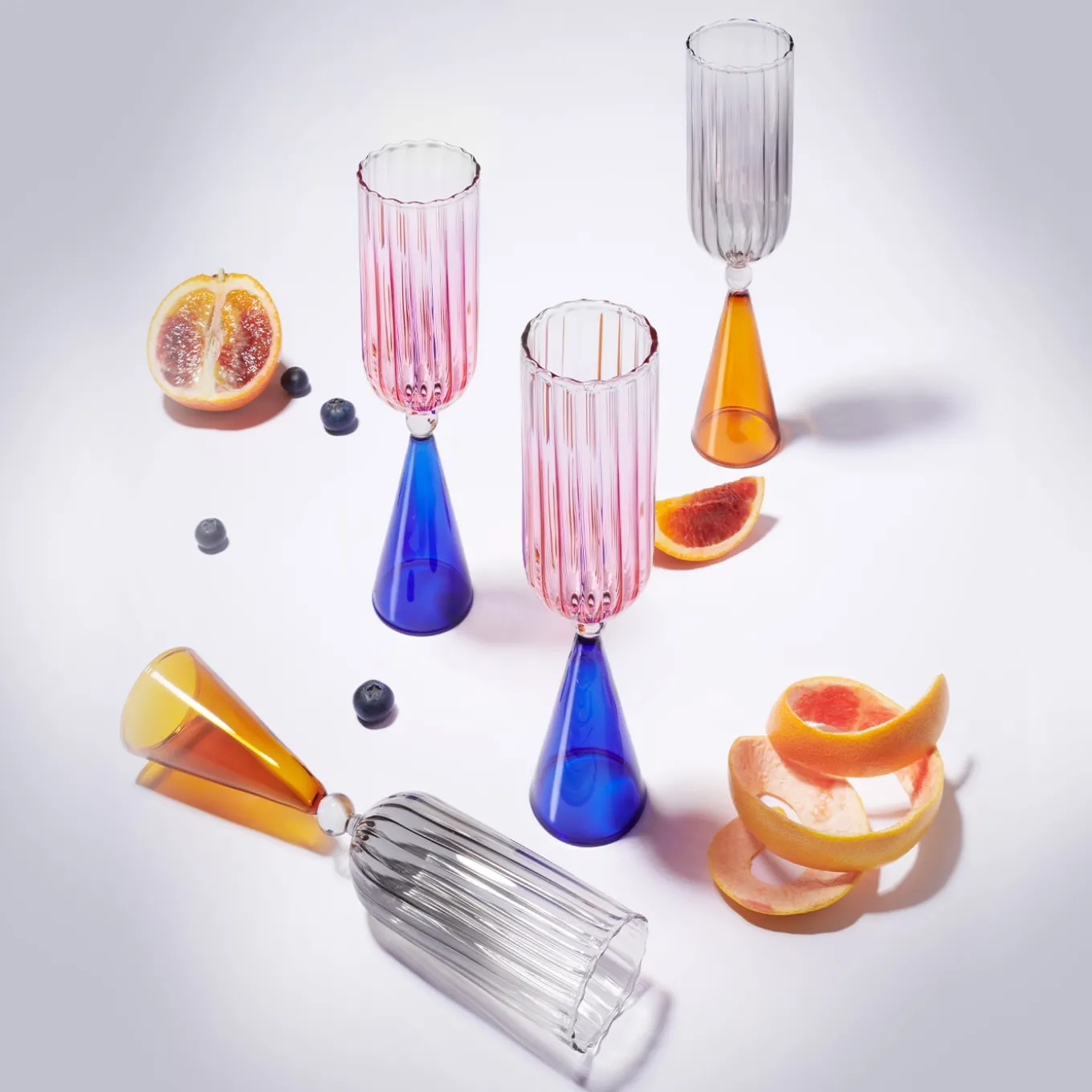 Set of 2 CALYPSO BLUE-PINK FLUTES