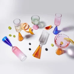 Set of 2 Calypso Glass Flutes by Serena Confalonieri