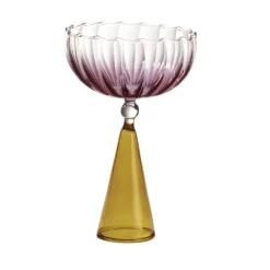 Set of 2 Calypso Pink and Amber Wine Glasses