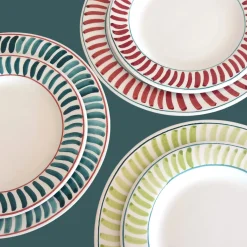 Set of 12 Ceramic Emerald Green Dining Plates