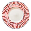 Set of 12 Ceramic Red Dining Plates