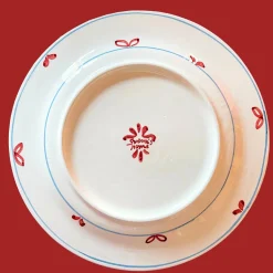 Set of 12 Ceramic Red Dining Plates