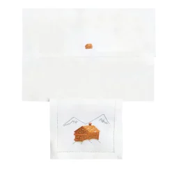 Set of 6 Chalet Hand-Embroidered Linen Drink Placemats