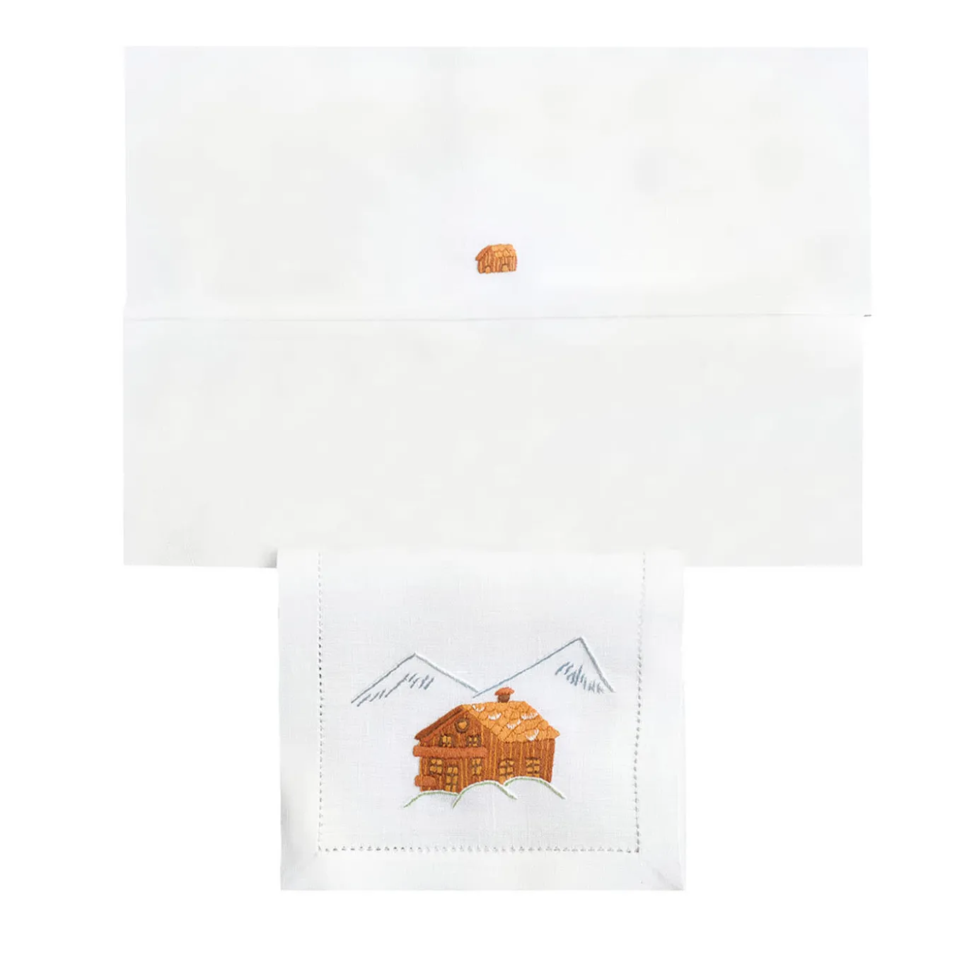 Set of 6 Chalet Hand-Embroidered Linen Drink Placemats