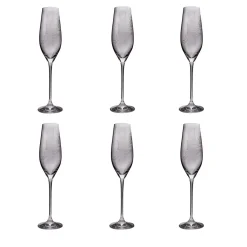 Set of 6 Champagne Flutes with Quote
