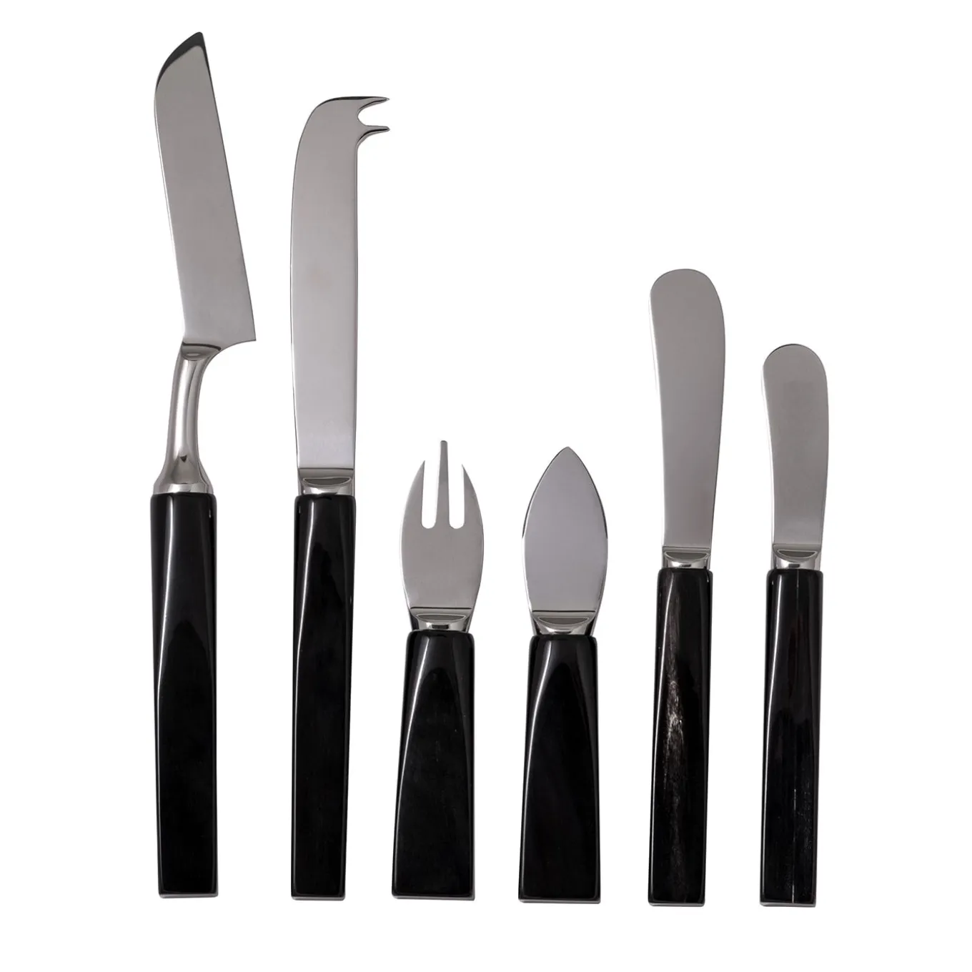 Set of 6 Cheese Flatware with Horn Handles