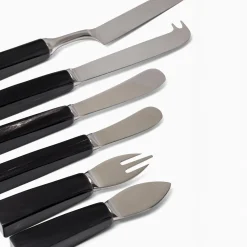 Set of 6 Cheese Flatware with Horn Handles
