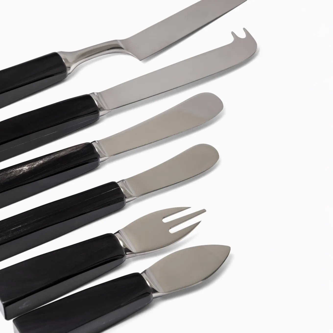 Set of 6 Cheese Flatware with Horn Handles