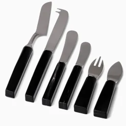 Set of 6 Cheese Flatware with Horn Handles