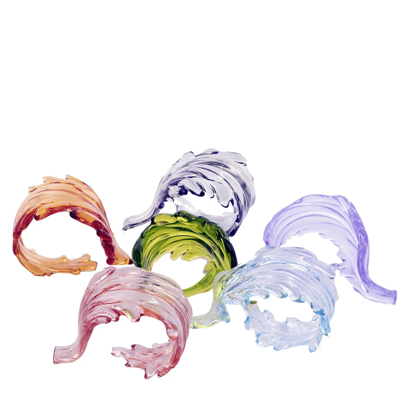 Set of 6 colored leaves Napking rings