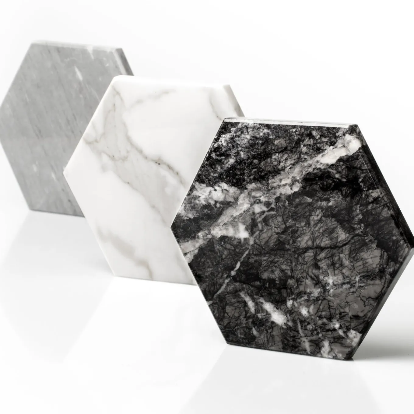 Set of 2 Convivio Coasters in Grigio Carnico Marble