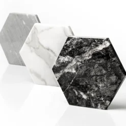 Set of 2 Convivio Coasters in Grey Bardiglio Marble