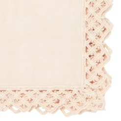 Set of 4 Cream Napkins with Macramé