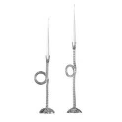 Set of 2 Crystal Murano Glass Knot Candleholders