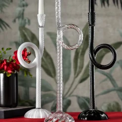 Set of 2 Crystal Murano Glass Knot Candleholders