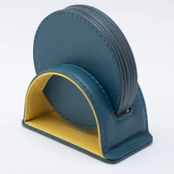 Set of 6 Dalì Soft Amalfi Blue and Cedro Yellow Round Coasters