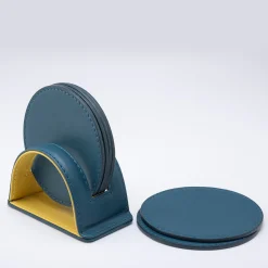 Set of 6 Dalì Soft Amalfi Blue and Cedro Yellow Round Coasters