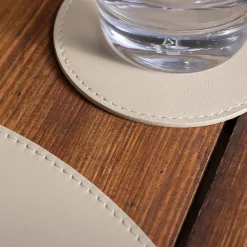 Set of 6 Dalì Soft Capuccino Beige and Luna White Round Coasters