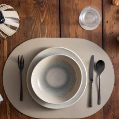 Set of 6 Dalì Soft Capuccino Beige and Luna White Round Coasters