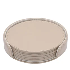 Set of 6 Dalì Soft Round Capuccino Beige and Luna White Coasters