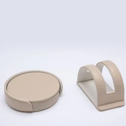 Set of 6 Dalì Soft Round Capuccino Beige and Luna White Coasters