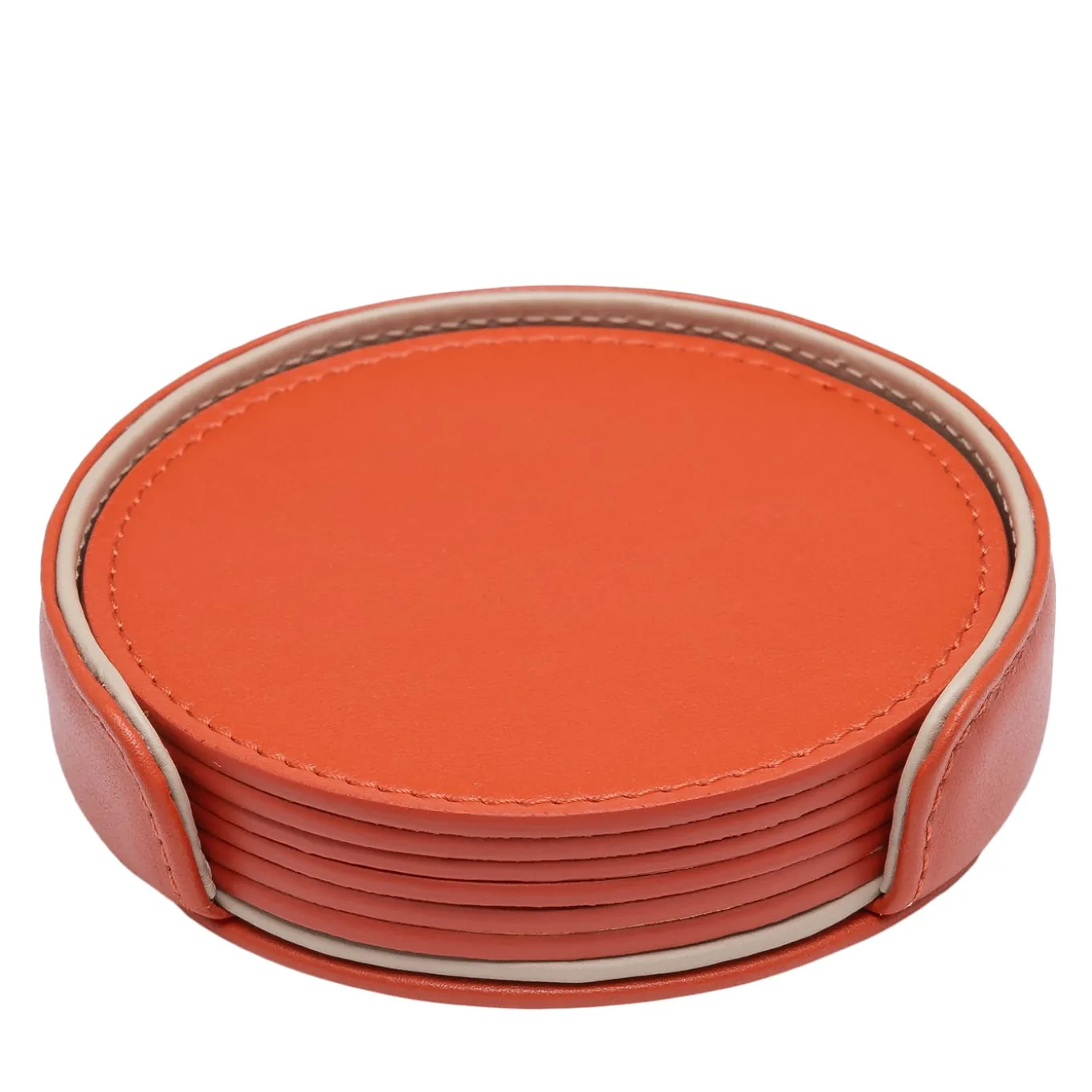 Set of 6 Dalì Soft Round Spritz Orange and Cappuccino Beige Coasters