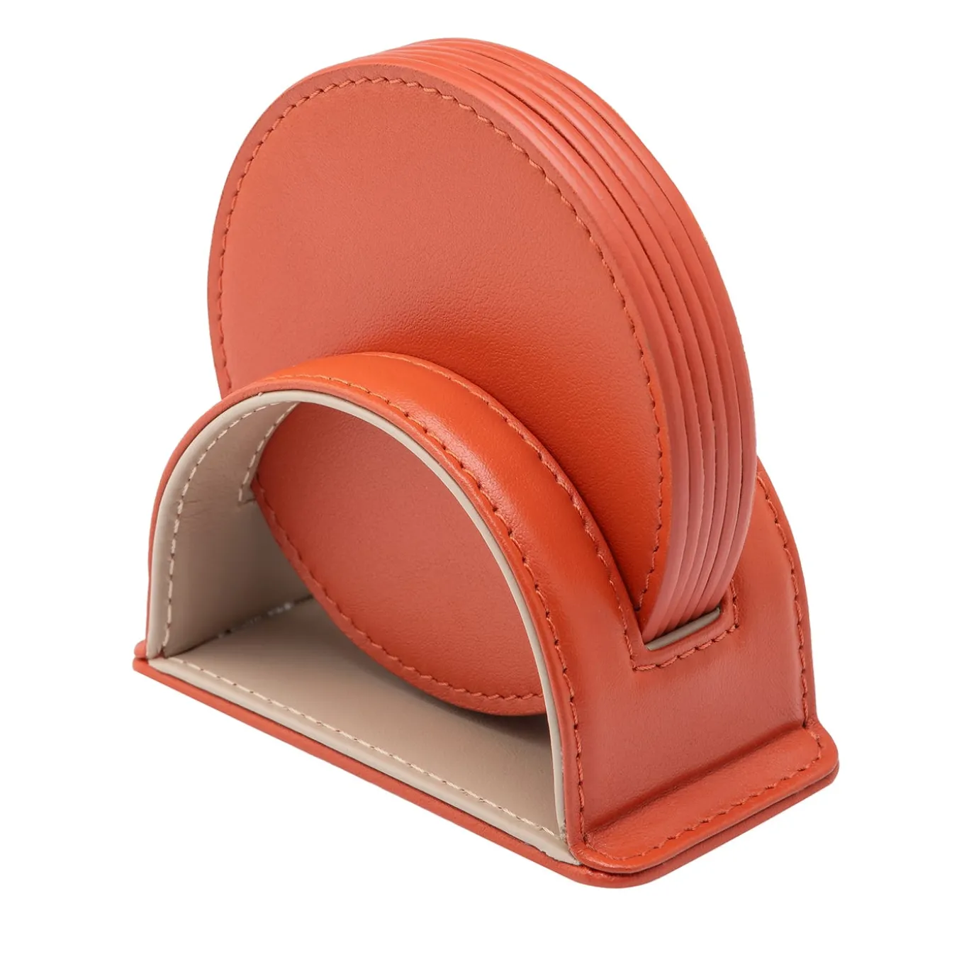 Set of 6 Dalì Soft Spritz Orange and Cappuccino Beige Round Coasters