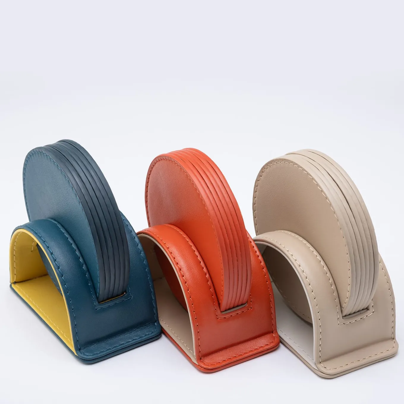 Set of 6 Dalì Soft Spritz Orange and Cappuccino Beige Round Coasters