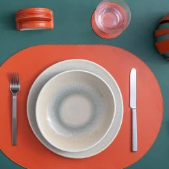 Set of 6 Dalì Soft Spritz Orange and Cappuccino Beige Round Coasters