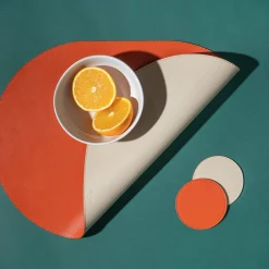 Set of 6 Dalì Soft Spritz Orange and Cappuccino Beige Round Coasters