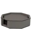 Set Of 6 Del Monte Octagonal Luna Gray Leather Coasters