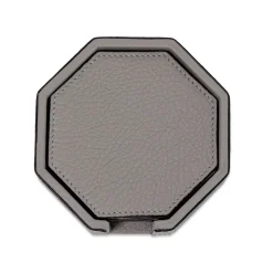 Set Of 6 Del Monte Octagonal Luna Gray Leather Coasters