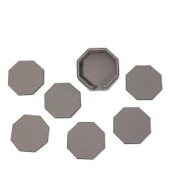 Set Of 6 Del Monte Octagonal Luna Gray Leather Coasters
