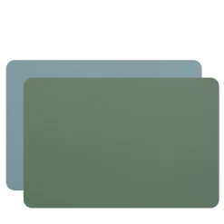 Set of 2 Double-sided Eucalyptus Sky Blue Leather Placemats #1