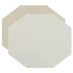 Set of 2 Double-sided Panna Cotta And White Leather Placemats #1