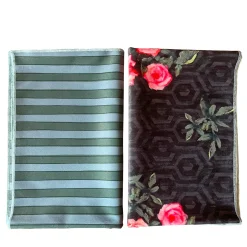Set of 2 Floral and Striped Green Runners