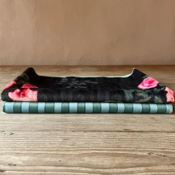 Set of 2 Floral and Striped Green Runners