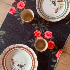 Set of 2 Floral and Striped Green Runners