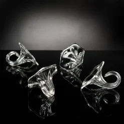 Set of 6 Flower Glass Napkin Holders