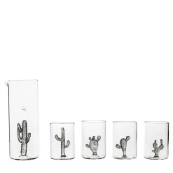 Set of 4 Glasses and 1 Jug Cactus Collection