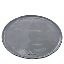 Set of 2 Gray Ceramic Tray with Gold Rim