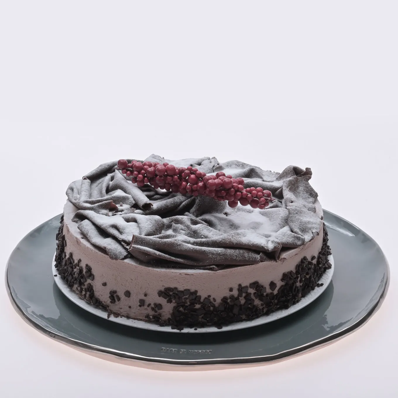 Set of 2 Gray Ceramic Tray with Gold Rim