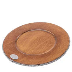 Set of 6 Gray Round Wood Chargers